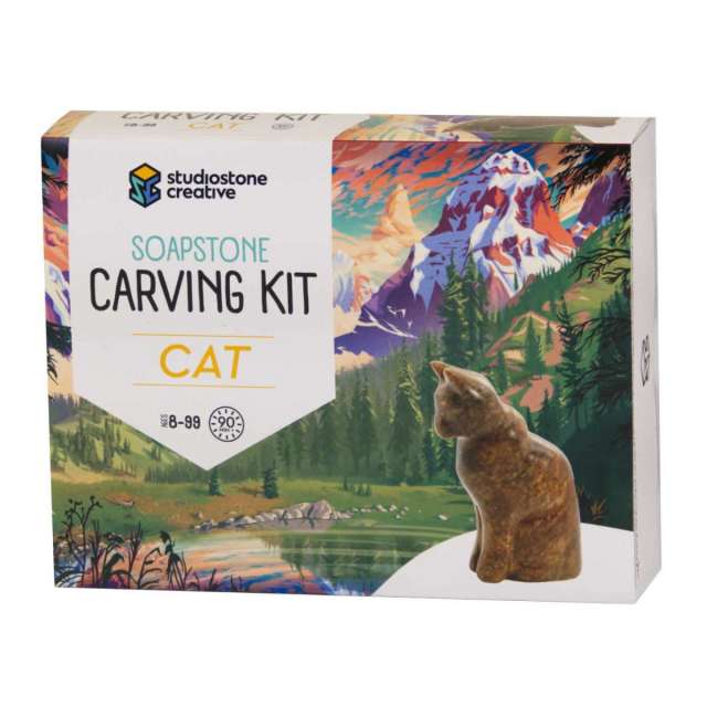 Cat Soapstone Carving Kit