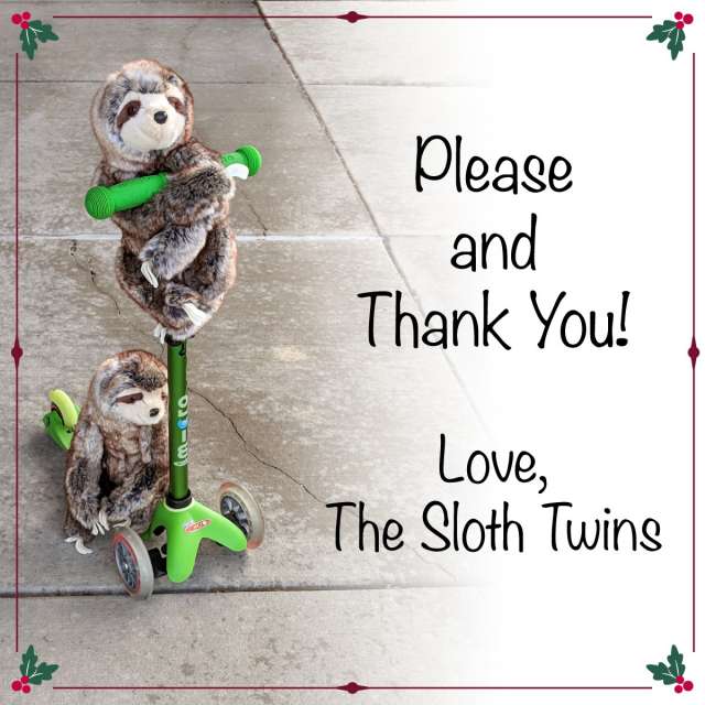 Please and Thank You! Love the Sloth Twins